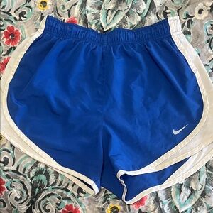 Nike Women's Royal Blue and White Athletic Shorts